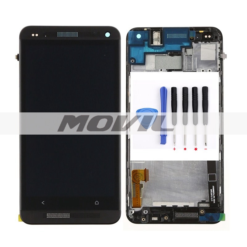 Black Touch Screen with Digitizer LCD Display Assembly with Bezel Frame For HTC ONE M7